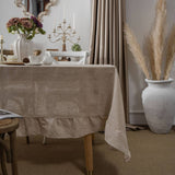 HOME PLAIN RUFFLED POLYESTER AND LINEN TABLECLOTH_CWMM0967