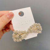 SPRING CLIP HAIRPIN PEARL BOW SIDE CLIP TOP CLIP_CWAHA4796