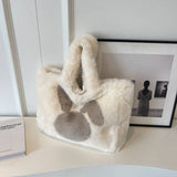 Winter Big Ear Rabbit Handbag Shoulder Plush Bag_Cwab3949