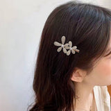 PEARL RHINESTONE FLOWER HAIRPIN DUCKBILL CLIP_CWAHA4741