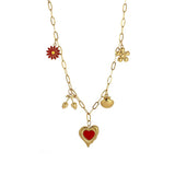 FASHION STEEL NECKLACE WITH CRAB HEART CHARM_CWMM8853