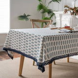 HOME BLUE ROSE PRINT PASTORAL TABLECLOTH_CWMM0943