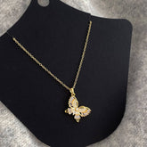Womens Gold Diamond Butterfly Clavicle Necklace