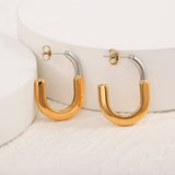 18K GOLD TWO TONE STAINLESS STEEL EARRINGS_CWMM8897