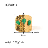 GOLD STAINLESS STEEL INLAID NATURAL STONE RINGS_CWAJE0611