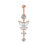 BUTTERFLY DANGLE BELLY BUTTON RING PIERCING_CWMM9453
