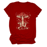 PLAYFUL RED MUSHROOM PRINT WOMENS BASE TEE_CWTTS1510