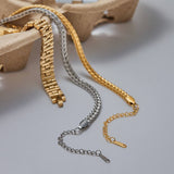ELEGANT TWO TONE 18K GOLD TITANIUM CHAIN BRACELET_CWAJE4834