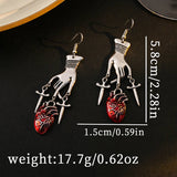 DARK STYLE PERSONALITY CLAW CROSS HEART EARRINGS_CWAJE1864