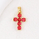 COLORFUL ZIRCON DECEMBER CROSS PENDANT NECKLACE_CWMM5872
