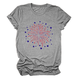 Trendy Loose Star Fireworks Graphic Tee For Women