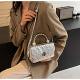 Laser Pearl Chain Diamond Single-Shoulder Bag