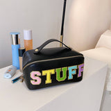 NEW FASHION CREATIVE LETTER FLAT PU COSMETIC BAG_CWAB4449