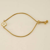 Cwaje1959_Adjustable Four Leaf Clover Letter Shell Bracelet