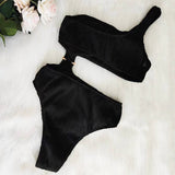 SOLID COLOR ONE SHOULDER SEXY ONE PIECE SWIMSUIT_CWMW0159