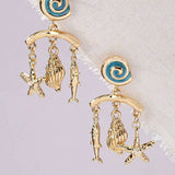 STAINLESS STEEL OCEAN SERIES CONCH SHELL EARRINGS_CWAJE5117