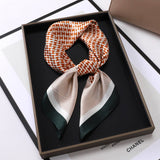 Vintage Letter Print Satin Square Scarf For Women_Cwasc0809
