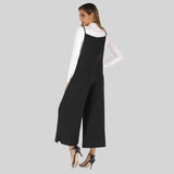 Solid-Color Straight-Leg Overalls Jumpsuit