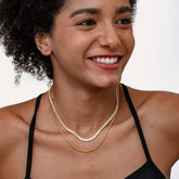 STACKED TWO LAYER DIAMOND CHAIN NECKLACE_CWMM3623