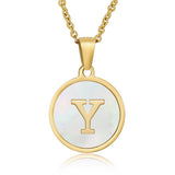 CIRCULAR SHELL ENGLISH LETTER PENDANT NECKLACE_CWAJE0675