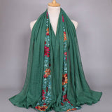 Embroidered Cotton Scarf Long Veil Shawl_Cwmm2002