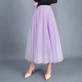 HIGH WAIST TULLE A LINE PLEATED MIDI SKIRT_CWBMS0378