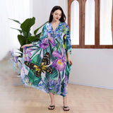PLUS SIZE BUTTERFLY PRINT BEACH COVER UP DRESS_CWMM6199