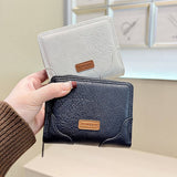 Retro Minimalist Zip Wallet With Snap Closure_Cwab06221