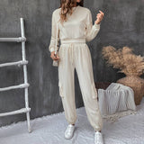 Solid Color Texture Casual Two-Piece Set