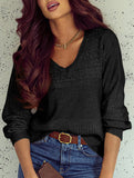 Loose versatile V-neck sweater