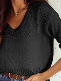 Loose versatile V-neck sweater