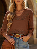 Loose versatile V-neck sweater