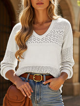 Loose versatile V-neck sweater