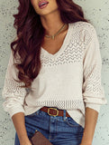 Loose versatile V-neck sweater