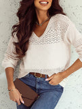 Loose versatile V-neck sweater