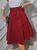 Stretch Knit Mid-Length Skirt With High Waist