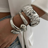 FASHIONABLE SPRING OPEN METAL SMOOTH BRACELET_CWMM3074