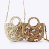 BOW KNOT SEMICIRCLE PAPER ROPE STRAW BAG_CWAB4718