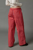 Striped Street Drawstring Straight-Leg Pants