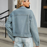 Washed Vintage Diamond-Encrusted Denim Jacket