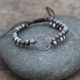 Tree Shaped Pendant Natural Stone Woven Bracelet