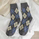DIAMOND CHECK WARM RETRO MID CALF SOCKS_CWMS1058
