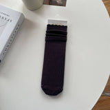 Women'S Solid Color Cashmere Lace Mid-Calf Socks_Cwms1120