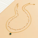 SIMPLE IMITATION PEARL BEADED FLOWER NECKLACE_CWAJE1133
