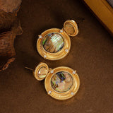 COLORFUL ABALONE EARRINGS WITH DIAMOND AND ZIRCON_CWMM4357