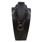 ETHNIC COCONUT SHELL WOOD BEADS LONG NECKLACE_CWMM4919