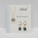 NATURAL STONE NECKLACE AND EARRING SET_CWAJE1055