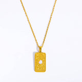 STAINLESS STEEL 3D RELIEF OPAL PENDANT NECKLACE_CWMM3908