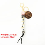 SILICONE BEAD KEYCHAIN WITH LETTER AND WOODEN DISC_CWAB5104