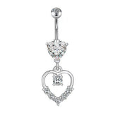 HEART BUTTERFLY CZ BELLY RING BODY JEWELRY_CWMM9180